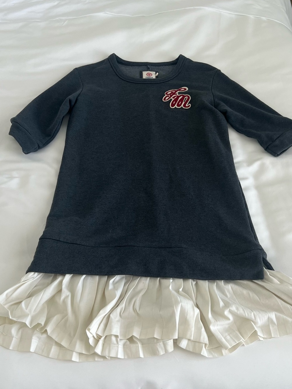 Franklin & Marshall Navy Dress with White Ruffle Hem